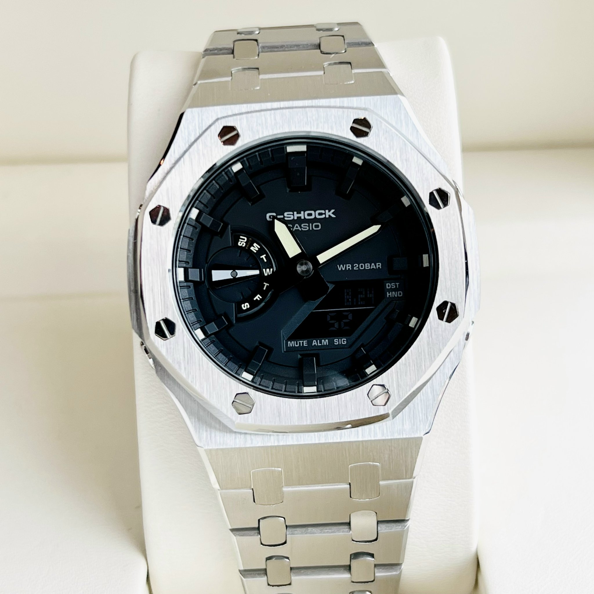 Đồng Hồ Casio G-SHOCK GA2100 CUSTOM AP SILVER Gen 3 Dây Thép - BH 5 Năm - Chính Hãng 100%