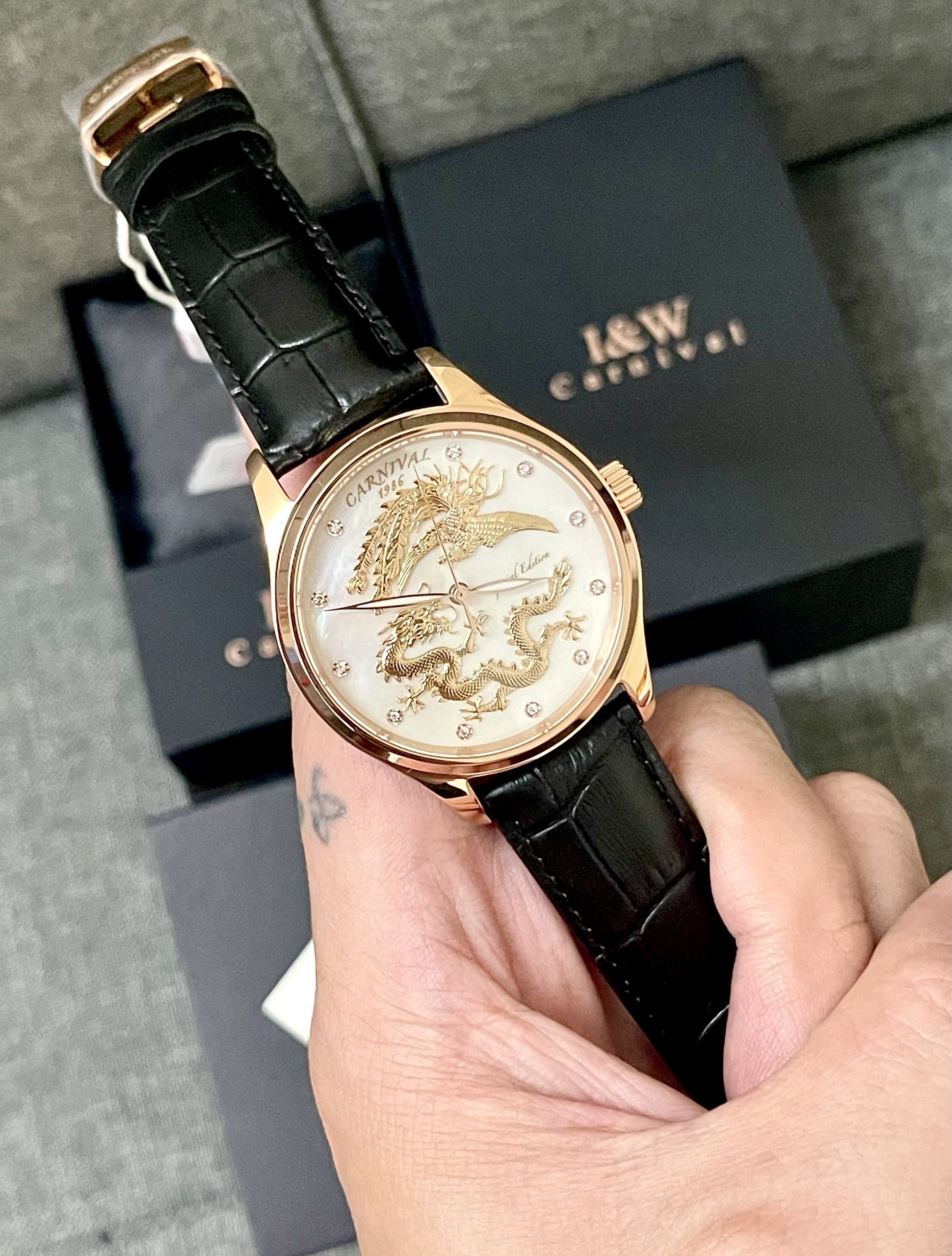 Đồng hồ nam Carnival Long Phụng Bản Đặc Biệt Special Edition Diamond - Automatic - Cơ- Kính Sapphire