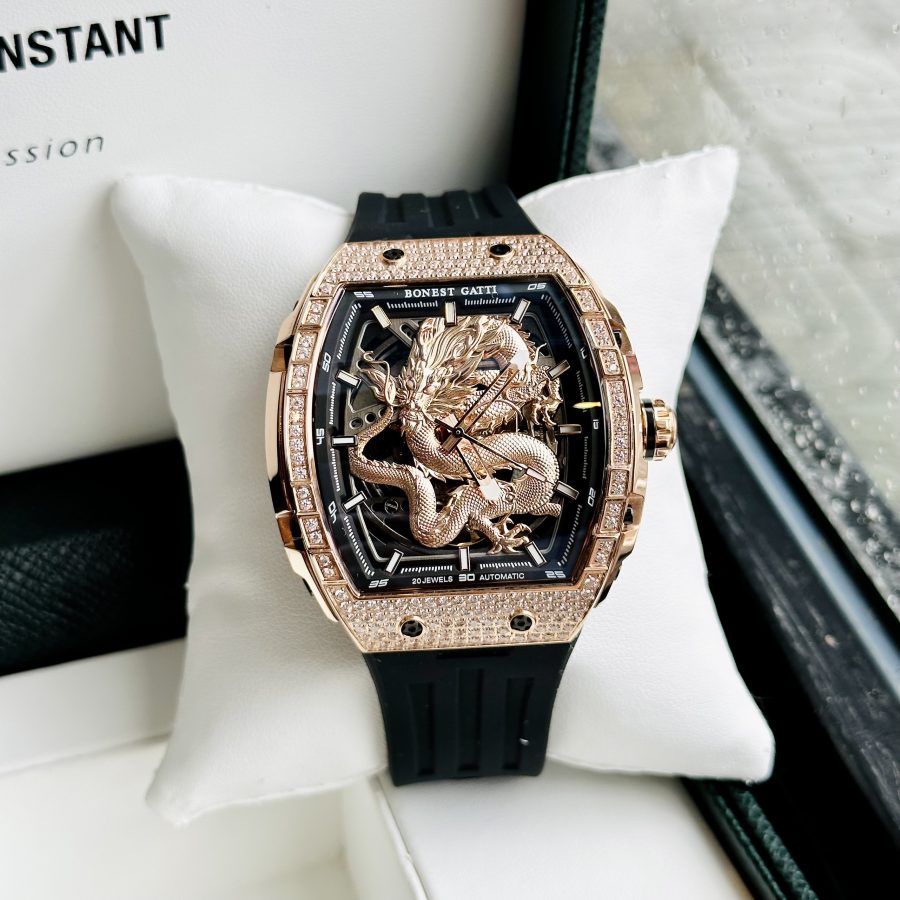 Đồng hồ Nam Bonest Gatti Ghost Dragon Star Gold Full  Diamond - 45mm - Automatic