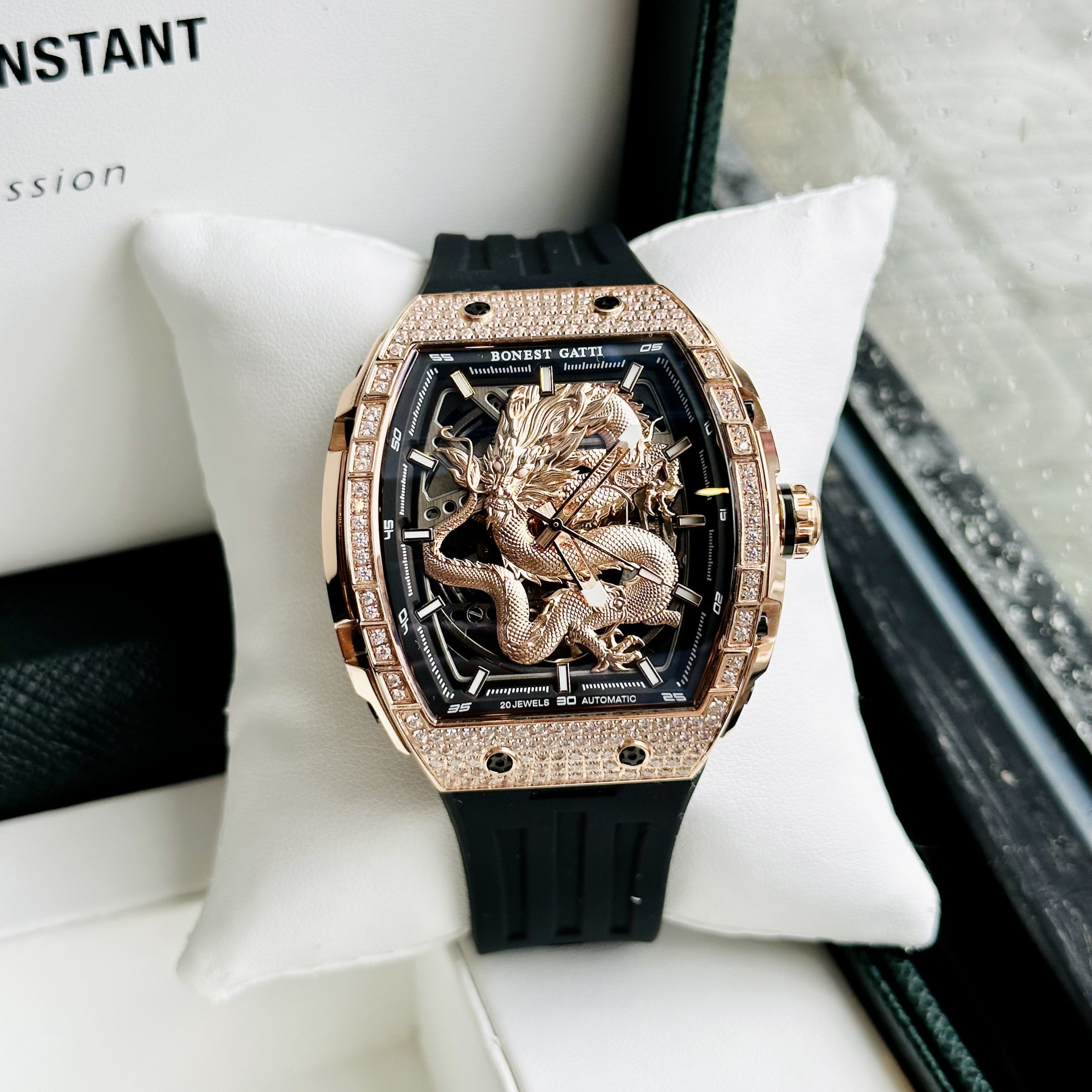 Đồng hồ Nam Bonest Gatti Ghost Dragon Star Gold Full  Diamond - 45mm - Automatic