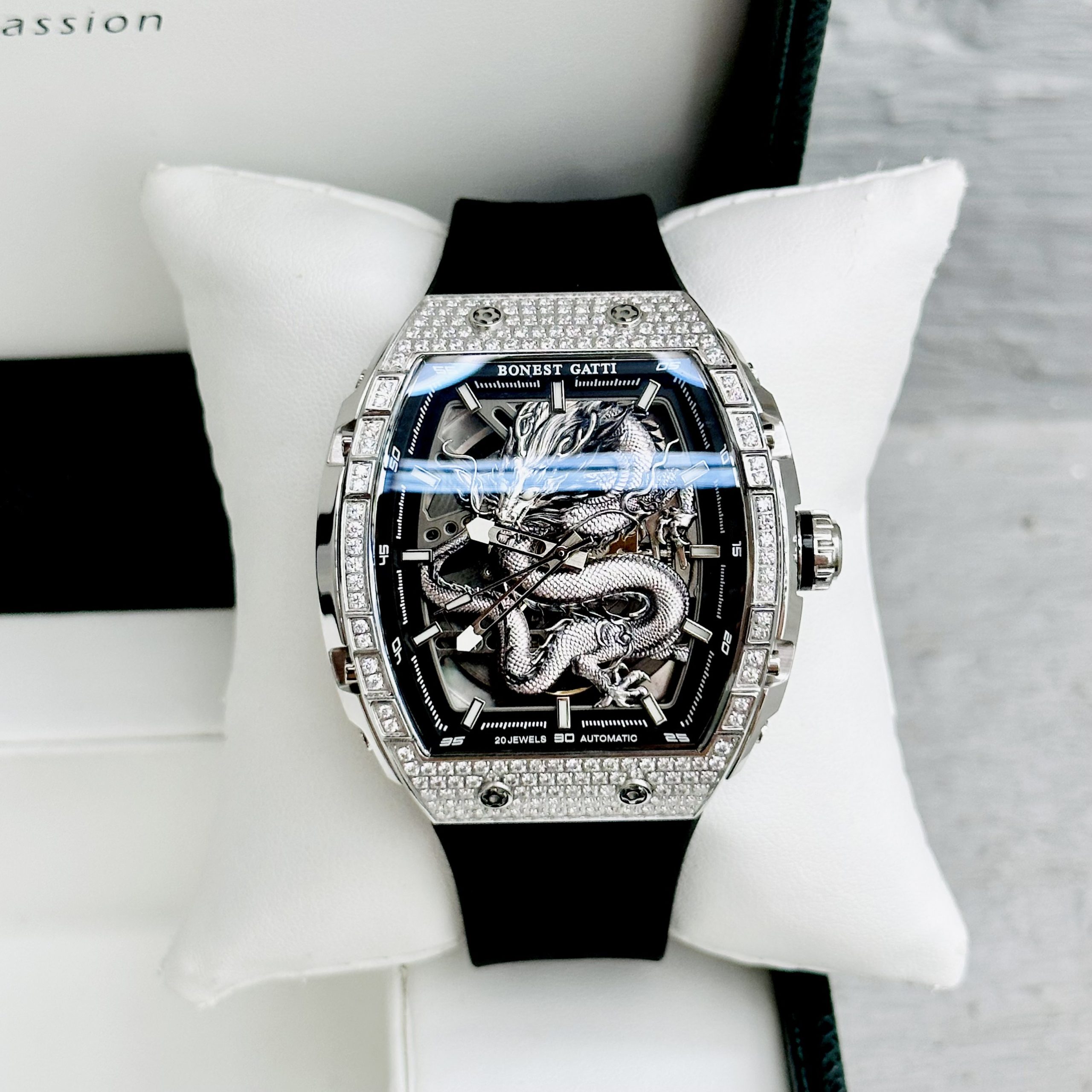 Đồng hồ Nam Bonest Gatti Ghost Dragon Star Silver Full Diamond - 45mm - Automatic