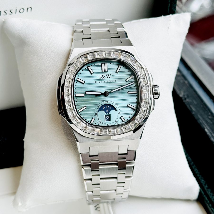 ĐỒNG HỒ NAM I&W Carnival 735G TIFFANY - Viền Đá - Dây Thép - Automatic - Kính Sapphire