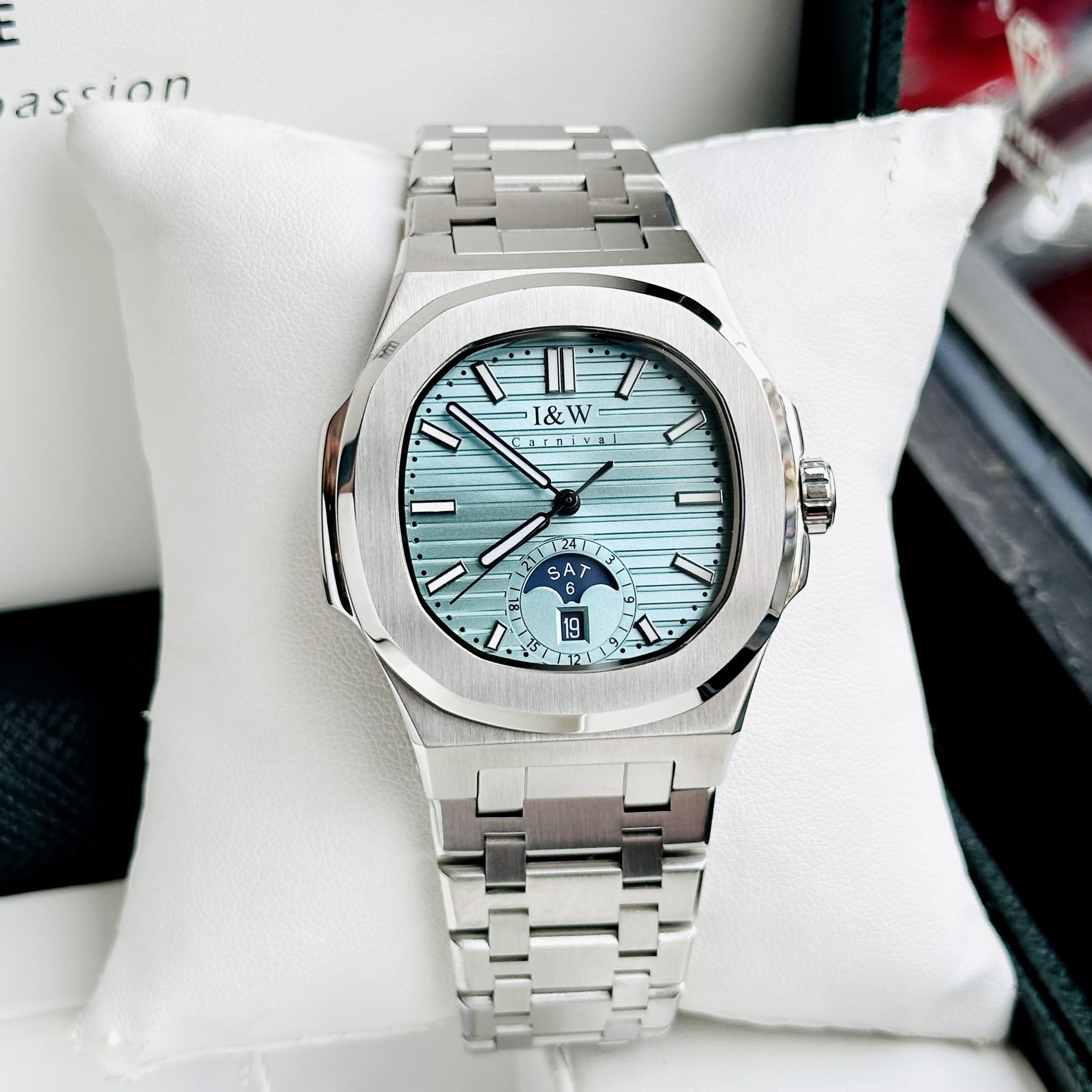 ĐỒNG HỒ NAM I&W Carnival 735G TIFFANY - Viền Trơn - Dây Thép - Automatic - Kính Sapphire