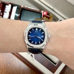ĐỒNG HỒ NAM I&W Carnival 721G Blue - Viền Bạc Trơn - Automatic - Dây Da - Kính Sapphire — ảnh 6