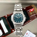 ĐỒNG HỒ NAM I&W Carnival 721G Emerald Green - Viền Bạc Đá - Dây Thép - Automatic - Kính Sapphire — ảnh 4