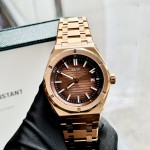 ĐỒNG HỒ NAM I&W Carnival 711G Mặt Nâu - Viền Vàng  Trơn - Dây Thép Gold - Automatic - Kính Sapphire — ảnh 3