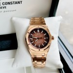 ĐỒNG HỒ NAM I&W Carnival 711G Mặt Nâu - Viền Vàng  Trơn - Dây Thép Gold - Automatic - Kính Sapphire — ảnh 4