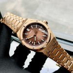 ĐỒNG HỒ NAM I&W Carnival 711G Mặt Nâu - Viền Vàng  Trơn - Dây Thép Gold - Automatic - Kính Sapphire — ảnh 8