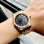 ĐỒNG HỒ NAM I&W Carnival 711G - Mặt Black - Viền Vàng Trơn - Dây Thép Gold - Automatic - Kính Sapphire — ảnh 3