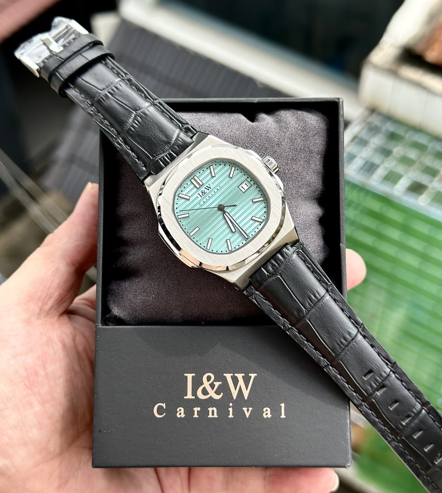 ĐỒNG HỒ NAM I&W Carnival 721G TIFFANY - Viền Bạc Trơn - Dây Da - Automatic - Kính Sapphire