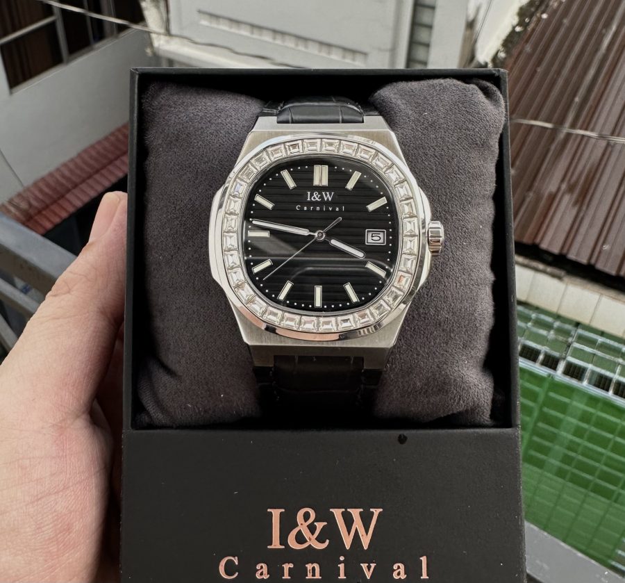 ĐỒNG HỒ NAM I&W CARNIVAL NAUTILUS 8108G- Viền Đá - Dây Da - Automatic - Kính Sapphire