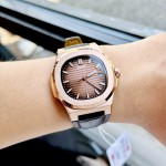 ĐỒNG HỒ NAM I&W Carnival 721G Gold - Viền Gold Trơn - Dây Da - Automatic - Kính Sapphire — ảnh 8