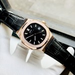 ĐỒNG HỒ NAM I&W Carnival 721G Black - Viền Gold Trơn - Dây Da - Automatic - Kính Sapphire — ảnh 6