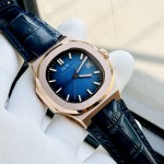 ĐỒNG HỒ NAM I&W Carnival 721G Blue - Viền Gold Trơn - Dây Da - Automatic - Kính Sapphire — ảnh 3