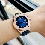 ĐỒNG HỒ NAM I&W Carnival 721G Blue - Viền Gold Trơn - Dây Da - Automatic - Kính Sapphire — ảnh 5