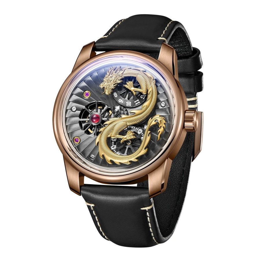 Đồng Hồ Nam OBLVLO Dragon Gold - Viền Vàng - 42mm - Automatic - Sapphire
