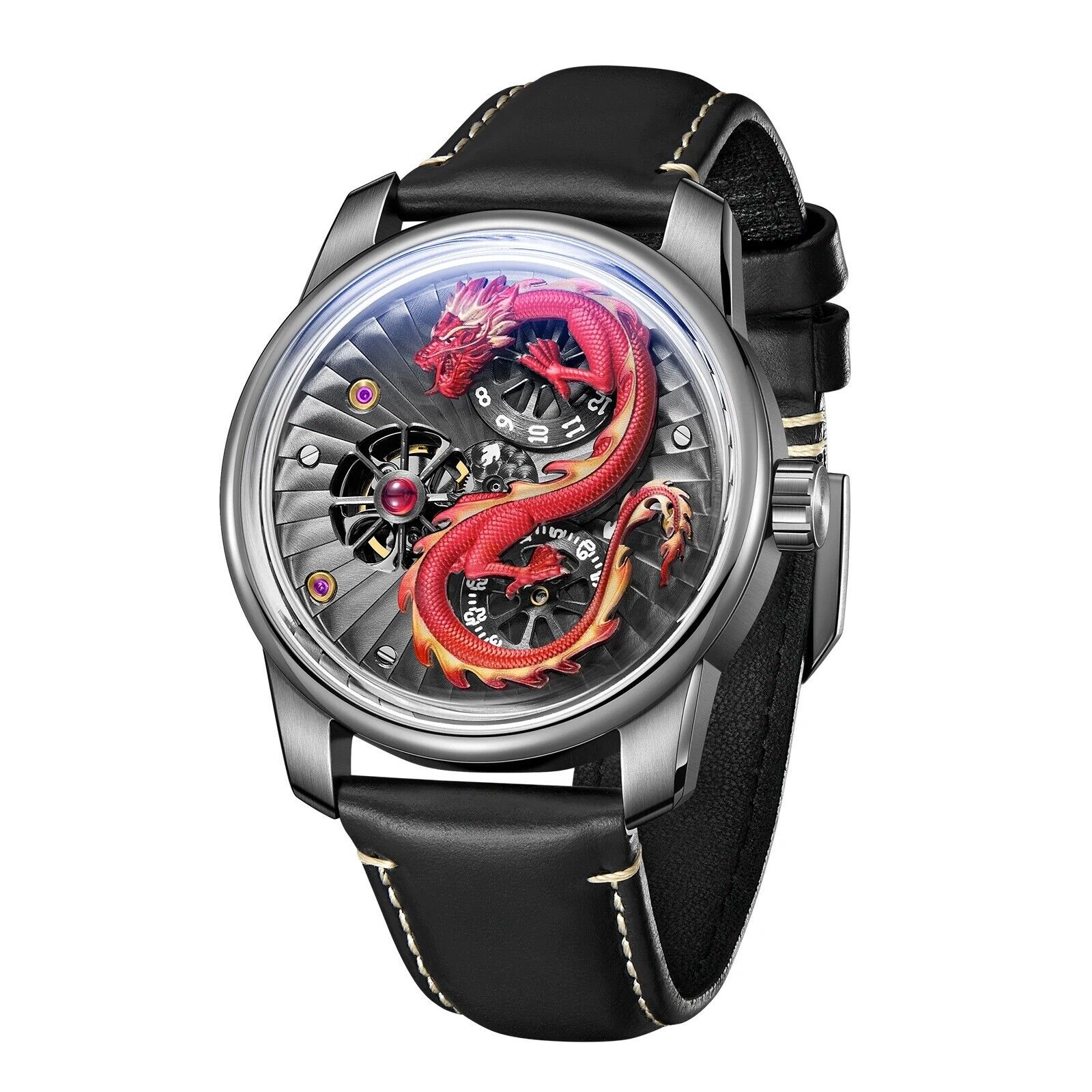 Đồng Hồ Nam OBLVLO Dragon Red (Hỏa Long) - 42mm - Automatic - Sapphire