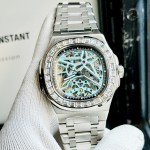 ĐỒNG HỒ NAM CARNIVAL NAUTILUS 8118G2 Màu Bạc Đá - Mặt xanh TIFFANY - Dây Thép - Automatic- Kính Sapphire — ảnh 3