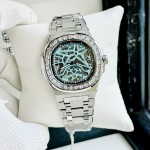 ĐỒNG HỒ NAM CARNIVAL NAUTILUS 8118G2 Màu Bạc Đá - Mặt xanh TIFFANY - Dây Thép - Automatic- Kính Sapphire — ảnh 4