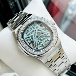 ĐỒNG HỒ NAM CARNIVAL NAUTILUS 8118G2 Màu Bạc Đá - Mặt xanh TIFFANY - Dây Thép - Automatic- Kính Sapphire — ảnh 7