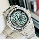 ĐỒNG HỒ NAM CARNIVAL NAUTILUS 8118G2 Màu Bạc Đá - Mặt xanh TIFFANY - Dây Thép - Automatic- Kính Sapphire — ảnh 8