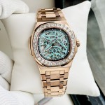 Đồng Hồ Nam CARNIVAL NAUTILUS 8118G2 Màu Vàng Đá - Mặt Xanh TIFFANY - Dây Thép - Automatic- Kính Sapphire — ảnh 2