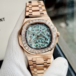 Đồng Hồ Nam CARNIVAL NAUTILUS 8118G2 Màu Vàng Đá - Mặt Xanh TIFFANY - Dây Thép - Automatic- Kính Sapphire — ảnh 8