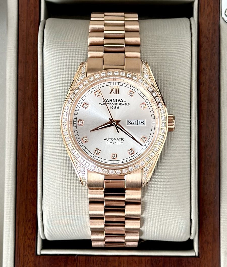 ĐỒNG HỒ NAM CARNIVAL 8907G-VH-T Size 40mm – Dây Thép – Automatic- Kính Sapphire