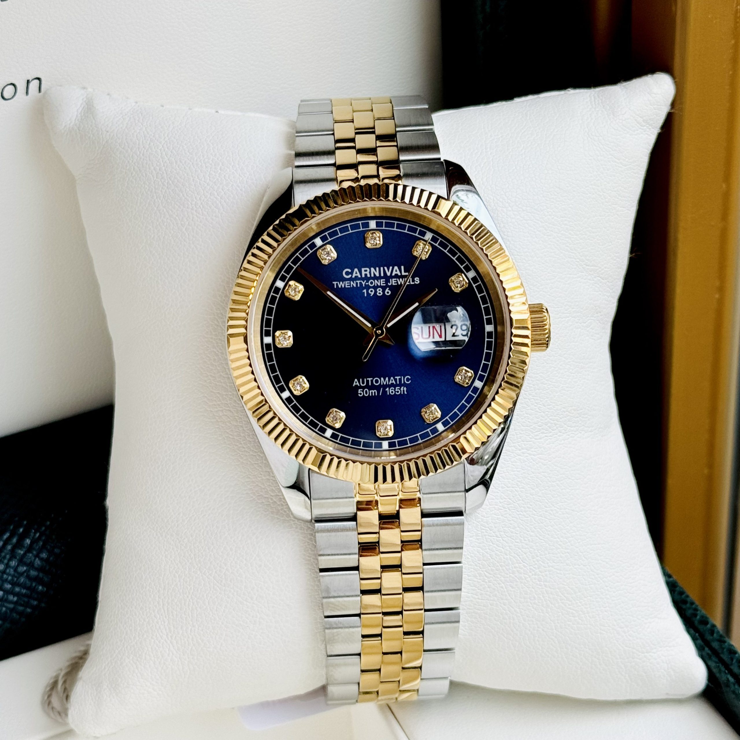 ĐỒNG HỒ NAM I&W Carnival 8131G  Dây Thép Demi - Mặt Xanh Dương - Automatic - Kính Sapphire