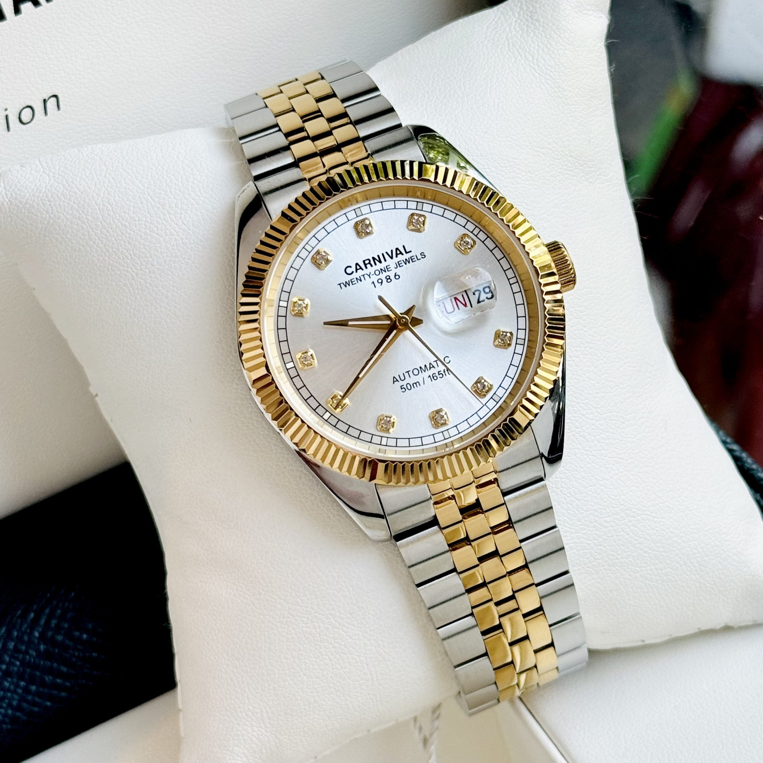 ĐỒNG HỒ NAM I&W Carnival 8131G  Dây Thép Demi - Mặt Trắng- Automatic - Kính Sapphire