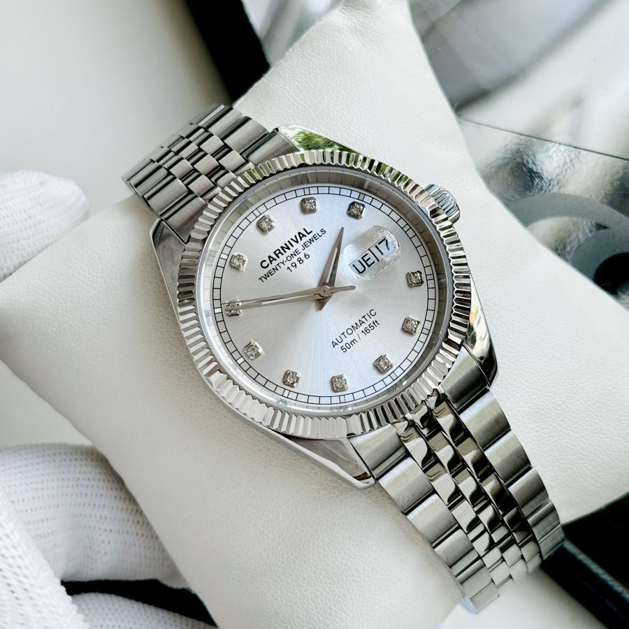 ĐỒNG HỒ NAM I&W Carnival 8131G  Dây Thép Bạc - Mặt Trắng - Automatic - Kính Sapphire