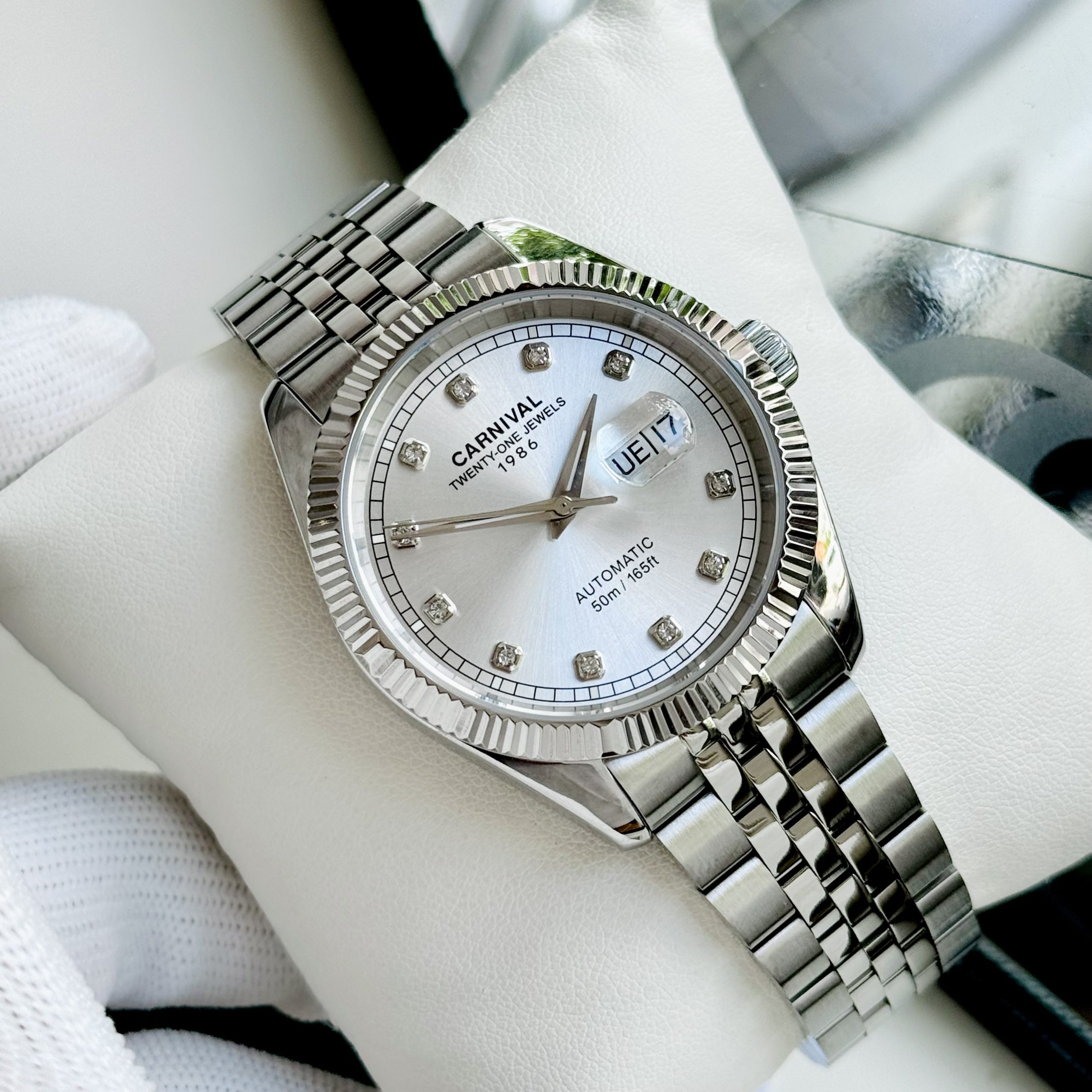 ĐỒNG HỒ NAM I&W Carnival 8131G  Dây Thép Bạc - Mặt Trắng - Automatic - Kính Sapphire