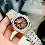ĐỒNG HỒ NAM Carnival 8128G - Mặt Nâu Cafe - Viền Đính Đá - Dây Thép - Automatic - Kính Sapphire — ảnh 7