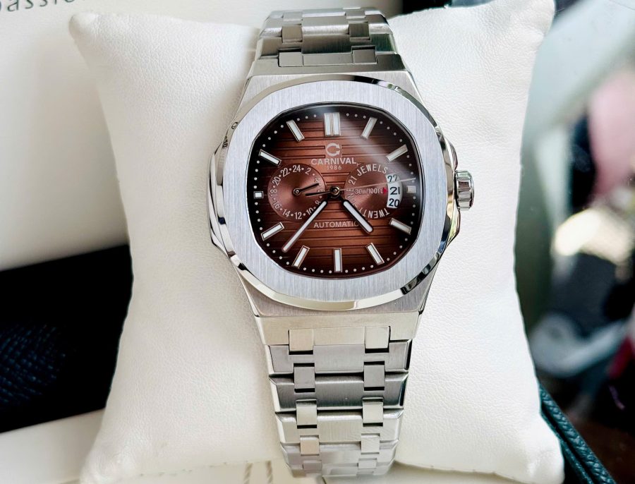 ĐỒNG HỒ NAM Carnival 8158G-VT-XD -Dây Thép - Mặt Nâu Cafe - Automatic - Kính Sapphire