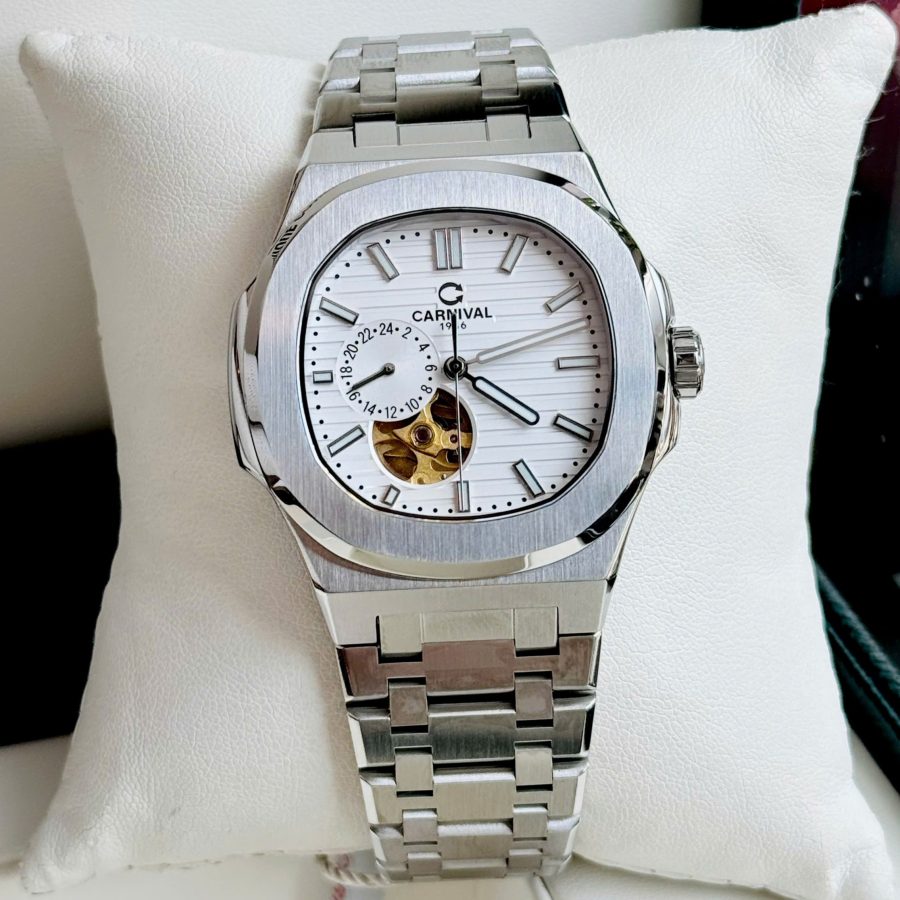 ĐỒNG HỒ NAM Carnival 8159G-VT-XD - Dây Thép - White Open Heart - Automatic - Kính Sapphire