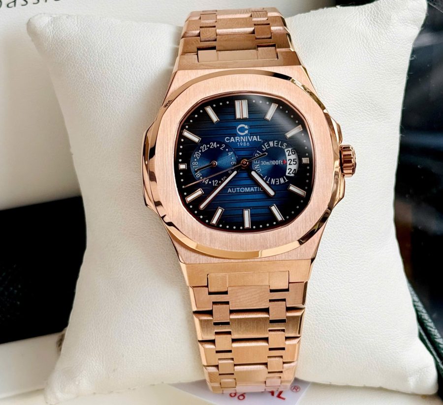 ĐỒNG HỒ NAM Carnival 8158G-VH-X-Dây Thép - Mặt Xanh - Automatic - Kính Sapphire