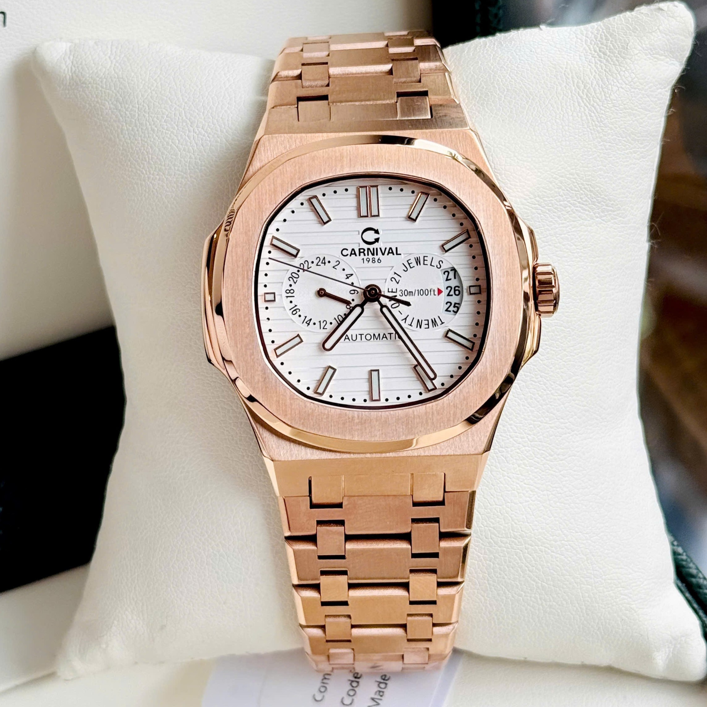 ĐỒNG HỒ NAM Carnival 8158G-VH-X-Dây Thép - Mặt Trắng - Automatic - Kính Sapphire