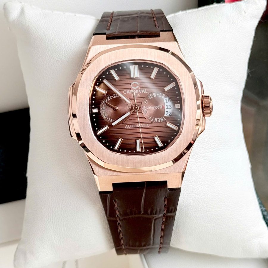 ĐỒNG HỒ NAM Carnival 8158G-VH-DD-N-Dây Da - Mặt Nâu - Automatic - Kính Sapphire