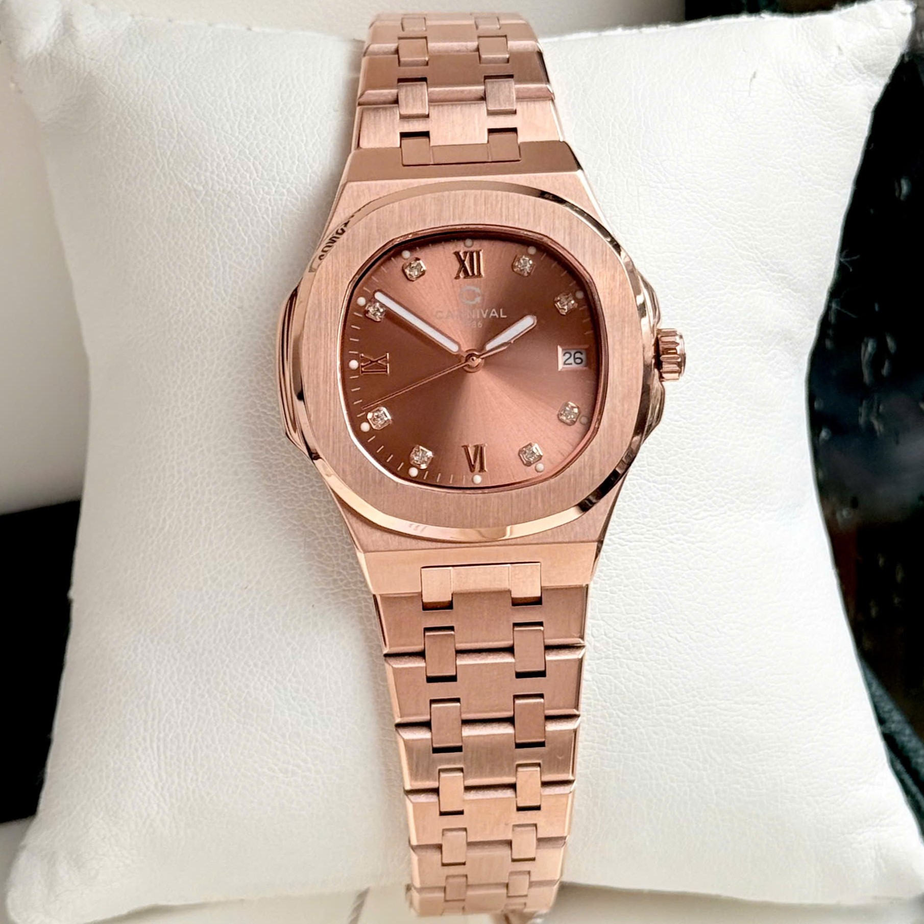 ĐỒNG HỒ Nữ Carnival 8160L-VH-N- Mặt Glod -Dây Thép - Pin - Kính Sapphire