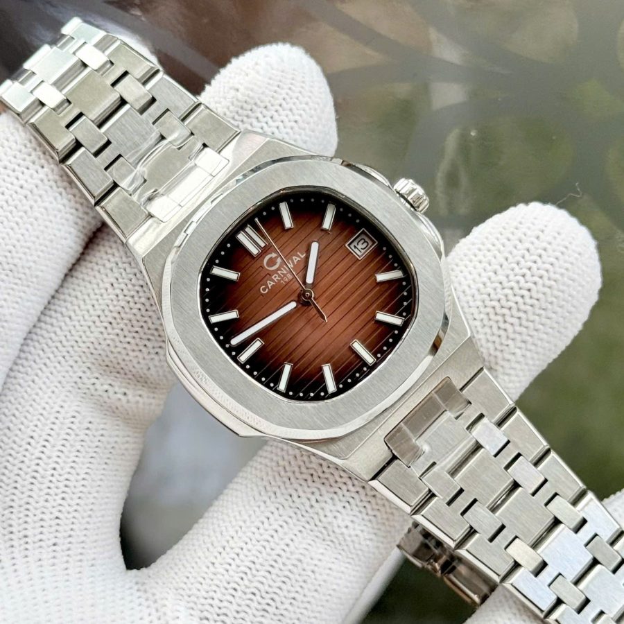 ĐỒNG HỒ Nữ Carnival 8161L-VT-N- Mặt Nâu Cafe -Dây Thép Bạc - Pin - Kính Sapphire