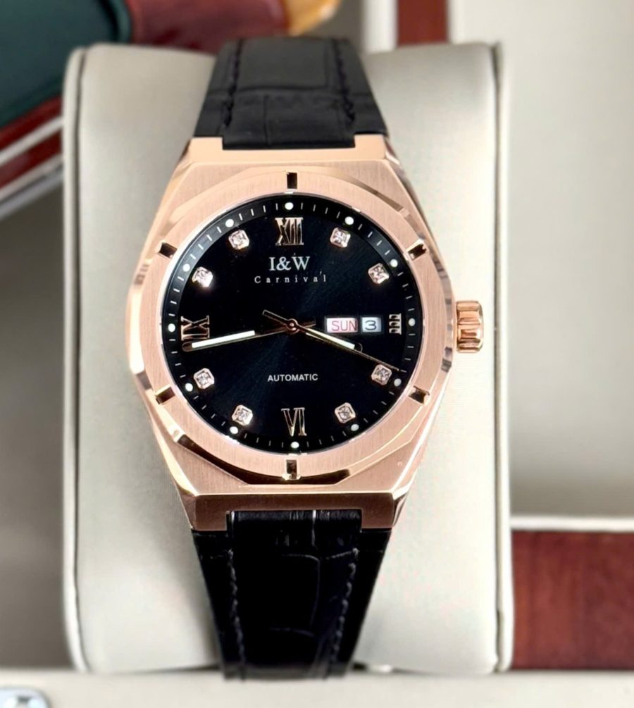 ĐỒNG HỒ NAM I&W CARNIVAL 751G Rose Đen – Dây Da – Automatic- Kính Sapphire