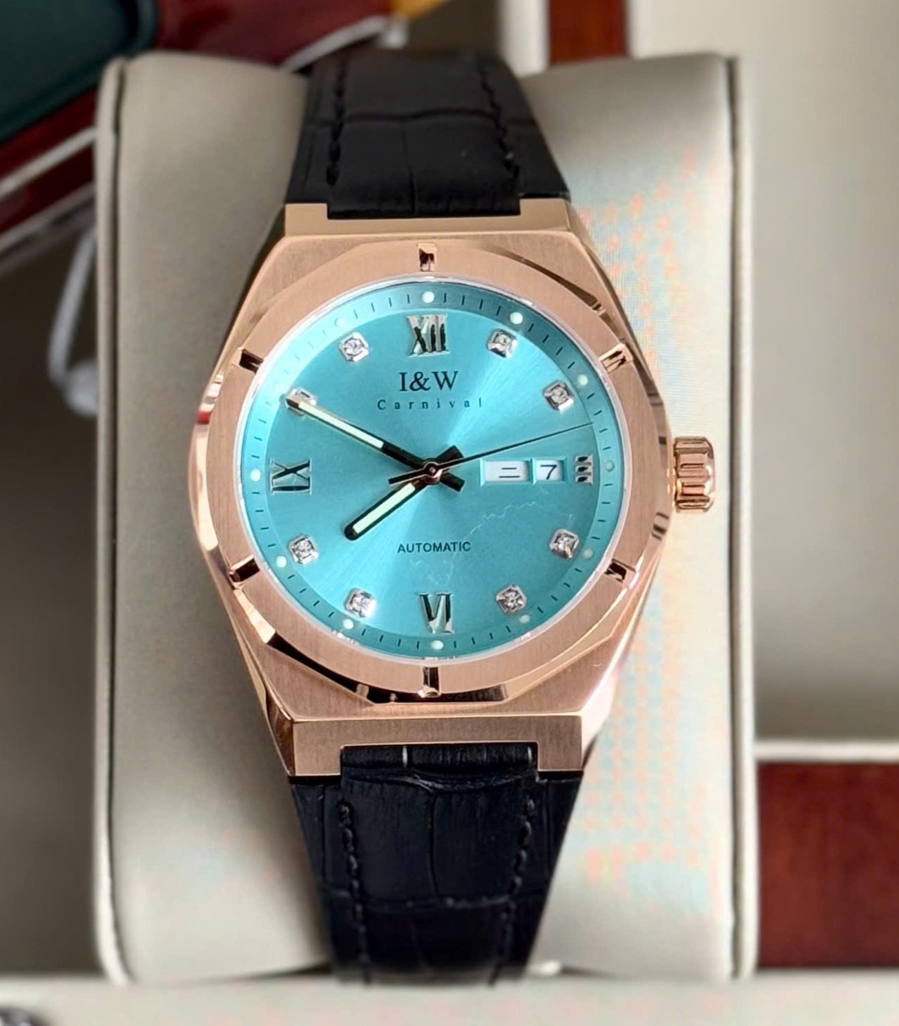 ĐỒNG HỒ NAM I&W CARNIVAL 751G Rose Tifany – Dây Da – Automatic- Kính Sapphire