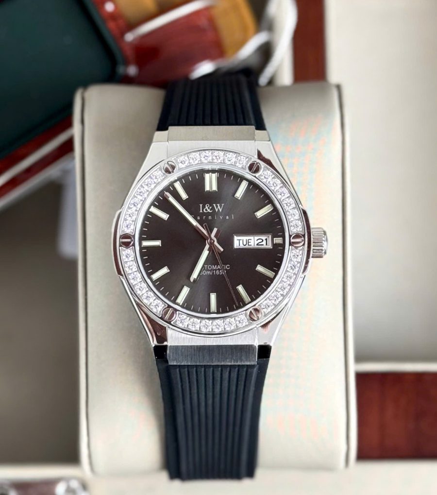 ĐỒNG HỒ NAM I&W CARNIVAL 55851G - Mặt Đá Xám – Dây Cao Su – Automatic- Kính Sapphire