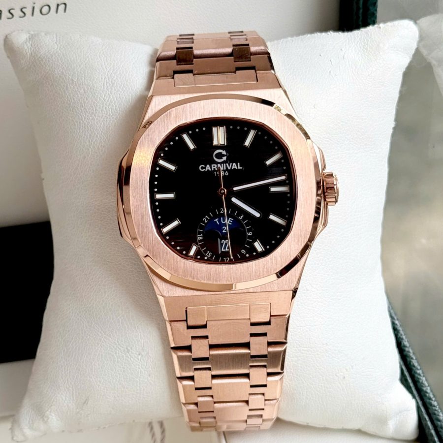 ĐỒNG HỒ NAM Carnival 8110G1 - Mặt Đen - Dây Thép Gold- Automatic - Kính Sapphire