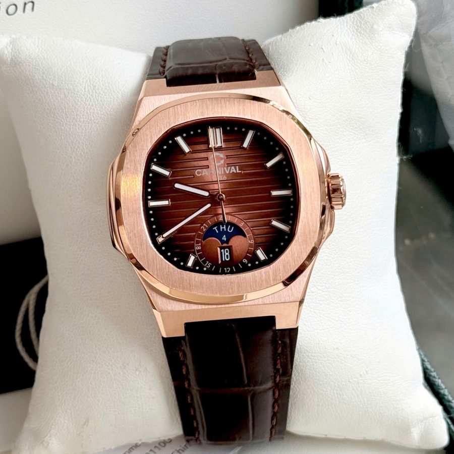 ĐỒNG HỒ NAM Carnival 8110G1 - Mặt Nâu - Dây Da - Automatic - Kính Sapphire