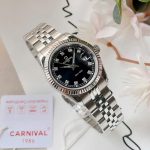 ĐỒNG HỒ Nữ Carnival 8131L-VT-D-Mặt Đen - Dây Thép Bạc - Pin - Kính Sapphire — ảnh 2