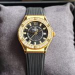 Đồng Hồ Nữ Carnival 8173L2-VV-DCS-D-Viền Vàng-Dây Cao Su-Mặt Đen-Pin-Kính Sapphire — ảnh 1