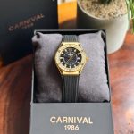 Đồng Hồ Nữ Carnival 8173L2-VV-DCS-D-Viền Vàng-Dây Cao Su-Mặt Đen-Pin-Kính Sapphire — ảnh 5