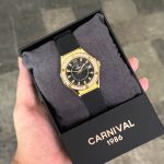Đồng Hồ Nữ Carnival 8173L2-VV-DCS-D-Viền Vàng-Dây Cao Su-Mặt Đen-Pin-Kính Sapphire — ảnh 6