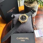 Đồng Hồ Nữ Carnival 8173L2-VV-DCS-D-Viền Vàng-Dây Cao Su-Mặt Đen-Pin-Kính Sapphire — ảnh 4